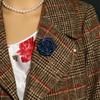 Men Wedding Brooches Cloth Art Handmade Rose Flower Brooch Lapel Pin Badge Tassel Chain Men'S Suit Accessories Groom Boutonniere
