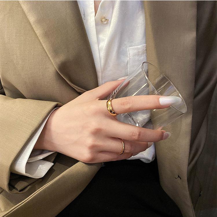 18K Gold Plated Thin Women's Stacking Ring for Index or Little Finger