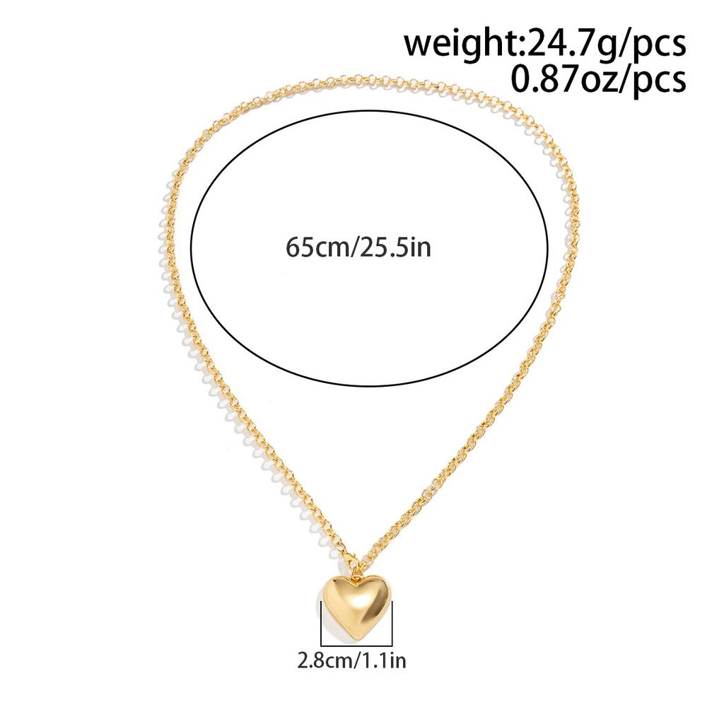 Vintage Big Peach Heart Pendant Adjustable Necklace Women's Simple Long Tassel Gold Metal Girl Jewelry