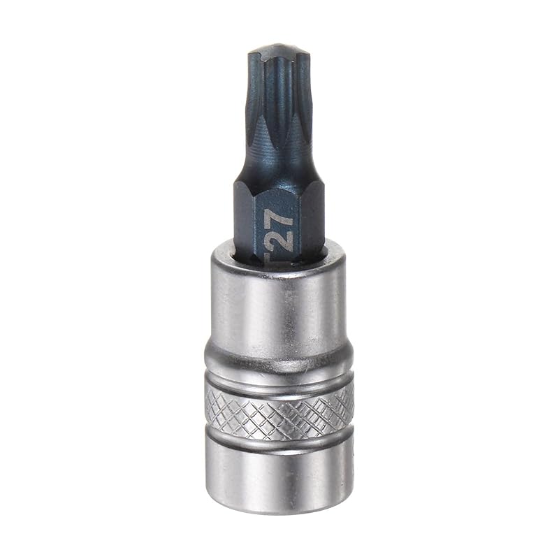 

uxcell torx bit socket T27 solid star 1/4 drive 1.46 length S2 steel bit CR-V socket ratchet wrench slide bar for extension rod