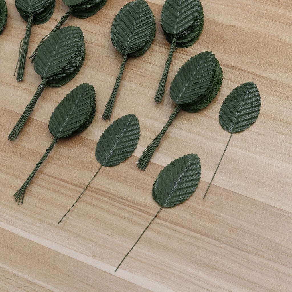 200Pcs Artificial Plant Leaves Lifelike Fake Leaves Indoor Decoration Flower Arrangement Accessories Dark Green