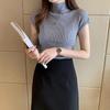 Womens Slim Fit Half Turtleneck Sleeveless Knit Top Lightweight Chiffon-Feel Sweater Vest Early