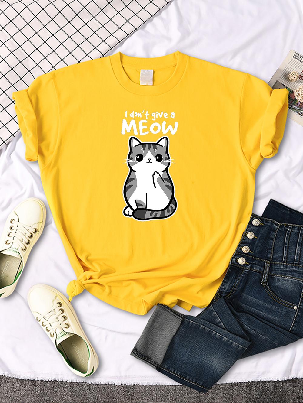 

Милые женские футболки с принтом кота, уличная дышащая новая повседневная модная футболка с коротким рукавом, летняя классная удобная одежда XXXL жёлтый