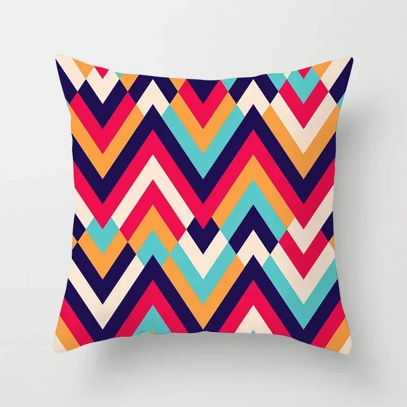 45X45Cm Geometric Yellow Red Blue Pillowcase Polyester Cushion Cover For Sofa Cushion Nordic Home Decor Pillowcase