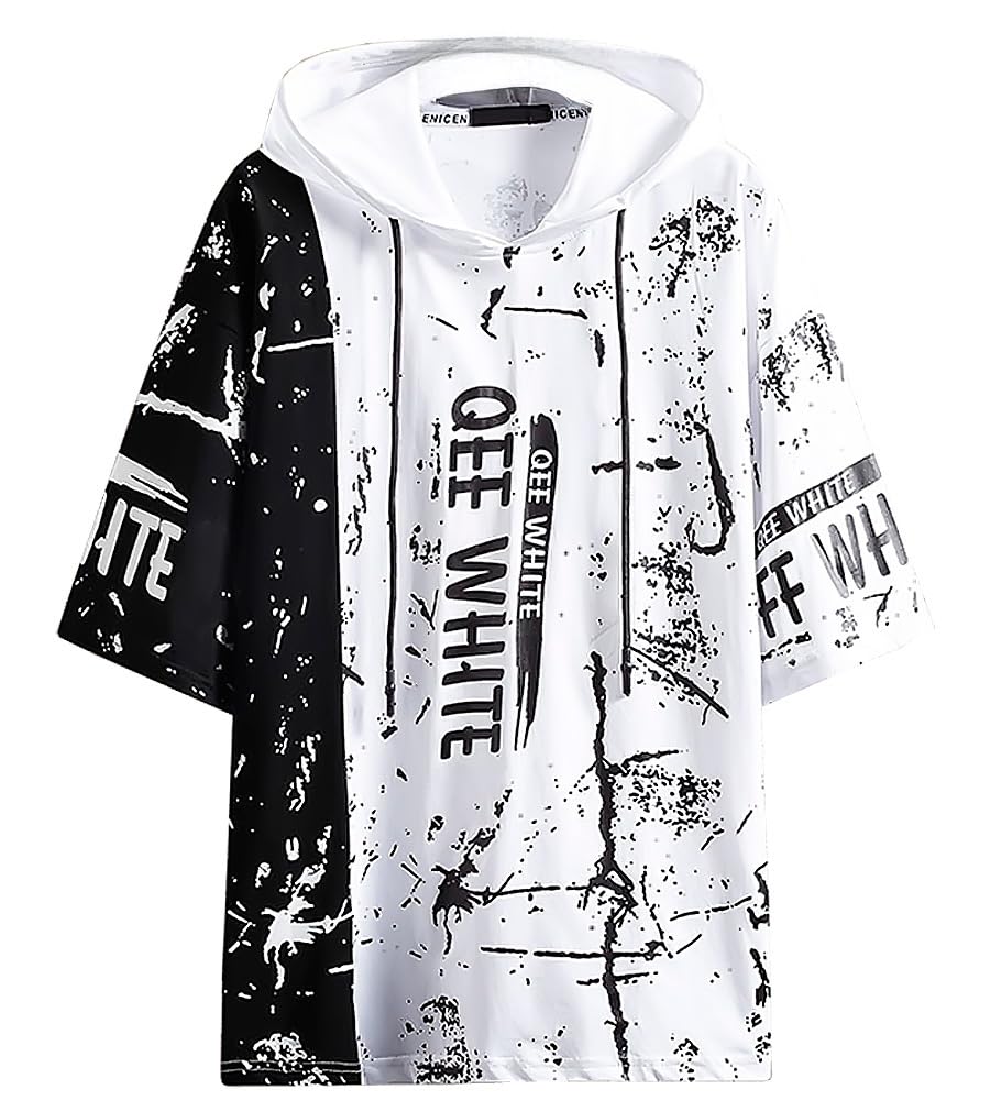 

hoodie summer casual pullover with layered stylish large hip hop street cut and autumn [FJLTDCP] Men s short-sleeved t-shirt, clothing, hood, look,