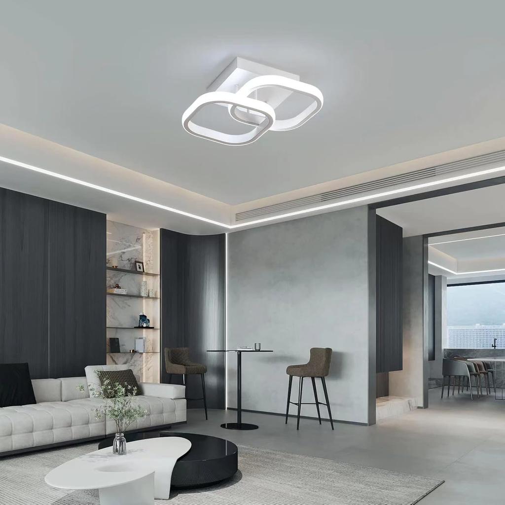 DELIPOP Small Ceiling Light, Square Modern LED Ceiling Light Fixture, 6500K Cool White Light Acrylic Hallway Light Fixture Ceiling Lamp for Hallway