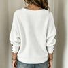 Women's Oversized Long Sleeve V-Neck Sweater - Color Casual Winter Top for Daily Wear