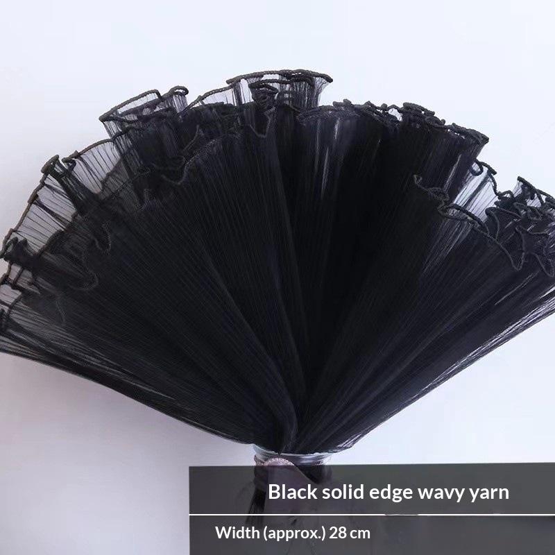 

4 Yards*28CM Bouquet Roll Wave Yarn Golden Edge Mesh Handmade Crafts Packaging Lace Paper Flower Wrapping Mesh Yarn чорний
