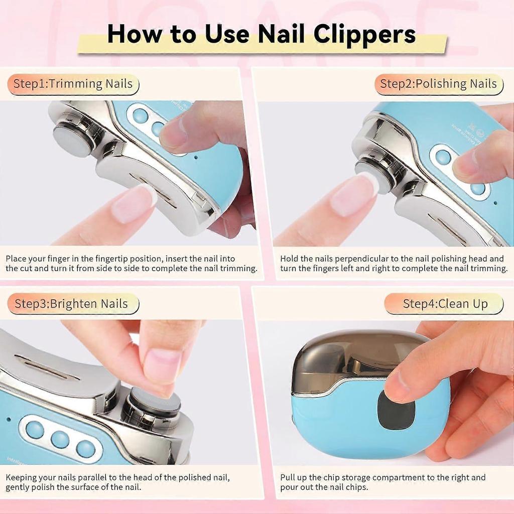 4 in 1 Electric Nail Clippers,3 Speeds Automatic Nail Clippers with Nail