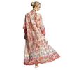 European & American Plus Size Chiffon Print Vacation Long Robe Beach Dress