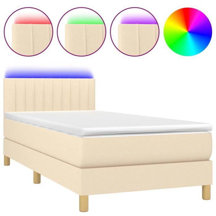 Maison Exclusive - Sommier à lattes de lit avec matelas LED Crème 90x190 cm Tissu