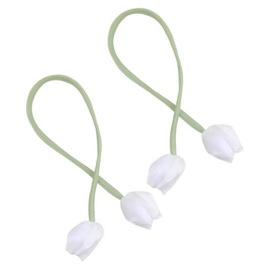 2 Stück Tulpenknospen Gardinenbinder, Dekorative Gardinen-Raffhalter, Knospen Weiche Seil-Raffhalter für Schlafzimmergardinen Terrassenvorhänge
