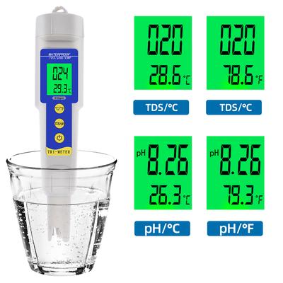 3/4 In 1 PH Meter TDS EC Temperature Test Tool With Backlight Digital Water Quality Monitor Tester for Aquarium Drinking Water