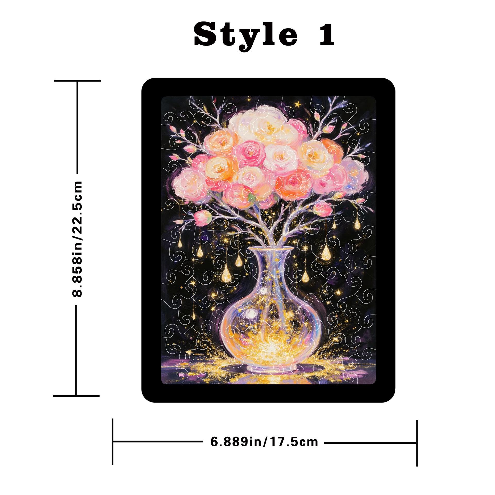 Translucent Acrylic Gilded Flower Vase Puzzle Décor