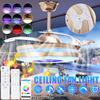 42 Pollici 6 Velocità 4 Pale Lampada Ventilatore Pieghevole Retrattile LED RGB Ventilatori da Soffitto Invisibili Dorati Luce Pendente 4 IN 1 con Telecomando APP