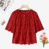 ZANZEA Women Casual Round Neck Lace Crochet Patchwork Half Sleeve Blouse