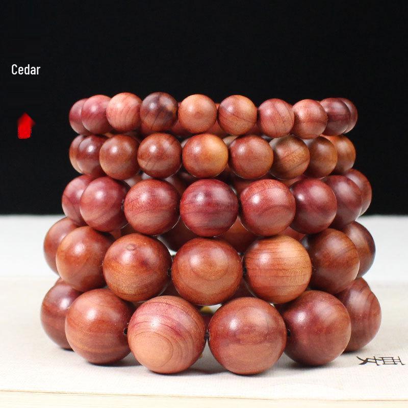 Cypress Hand String 2.0: Fragrant Wood Buddhist Beads Bracelet for Couples, 108 Red Blood Skin Cypress Beads