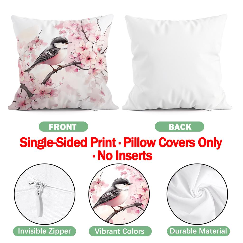 Pink Cherry Blossoms Pillowcase Printed Polyester 40/45/50Cm Throw Pillowcover Decorative Sofa Cushion Pillowslip Home Decor