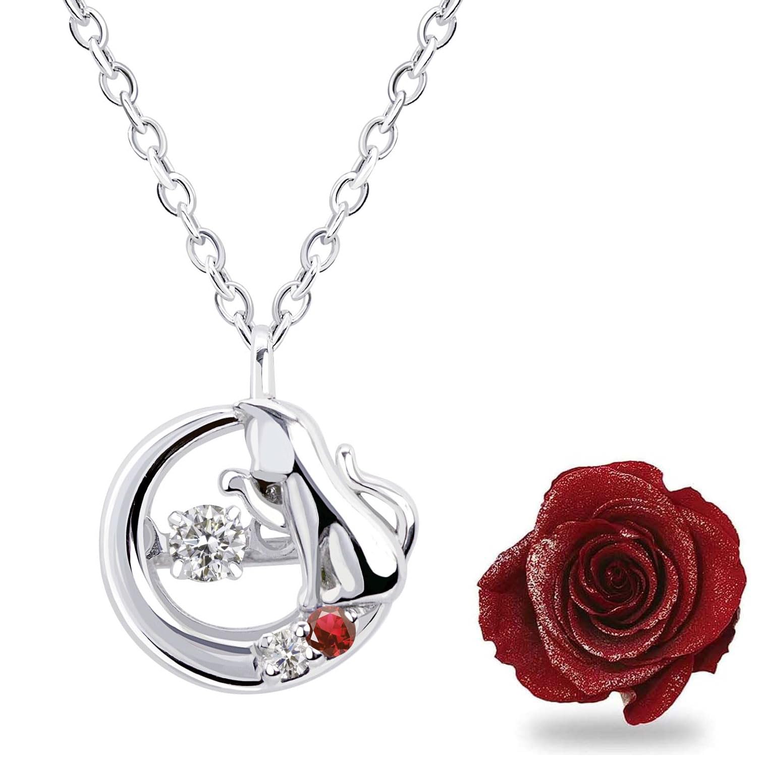 

Sears Dancing Box January Necklace, Cat, Stone, Rose, Set, Birthstone, Garnet, sp10-0002-1218-01