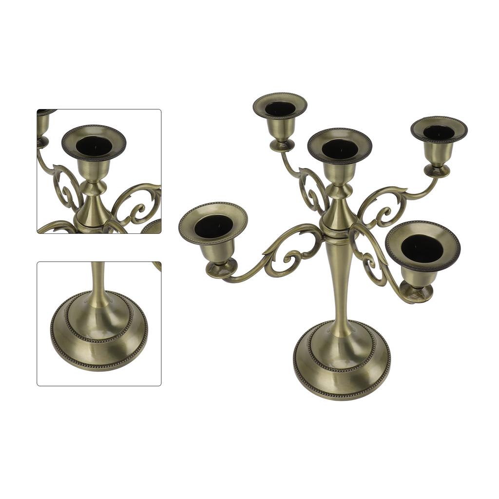 5 Arm Candlestick Holder Iron Retro Decorative Candle Holder Centerpiece for Home  