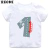 Hot Sale Different Car Print Funny Boys Clothes 1 2 3 4 5 6 7 8 9 Years Birthday Number Cartoon Kids T shirt Baby Girls TShirts