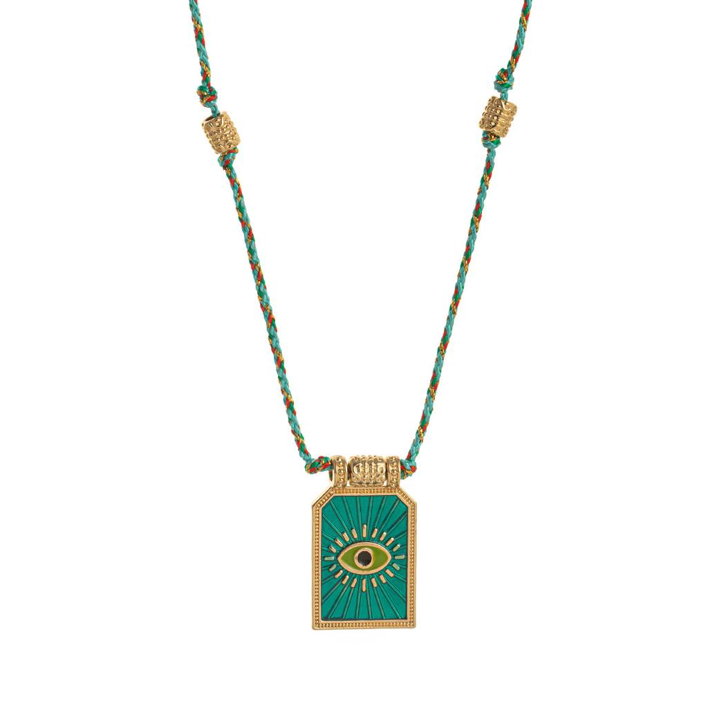 Hot selling artistic retro style tarot card heart eye flame pendant necklace for women's fashion gold-plated color preservation