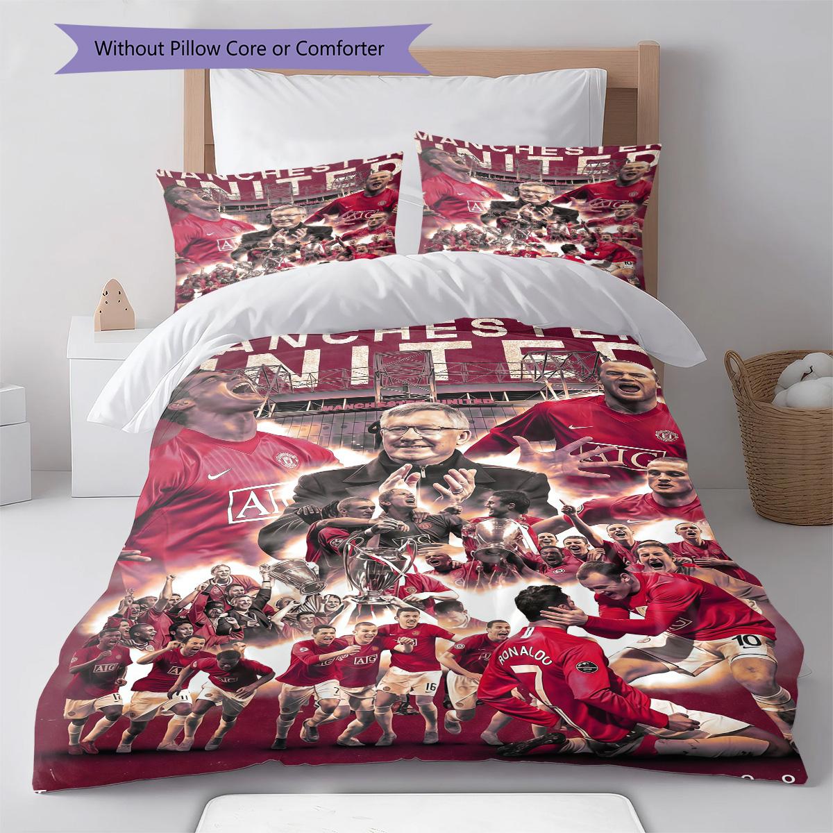 

Manchester United RugPattern Bedding Quilt Set Quilt Cover Pillowcase Home Decoration Birthday Gift (1 * duvet cover + 2 * pillowcase, without core) 135x200cm