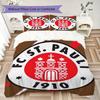 S t. Juego de Ropa de Cama Pauli FC Pattern uilt Set uilt Cover Funda de Almohada Decoración del Hogar Regalo de Cumpleaños (1 * funda de edredón + 2 * fundas de almohada sin relleno)