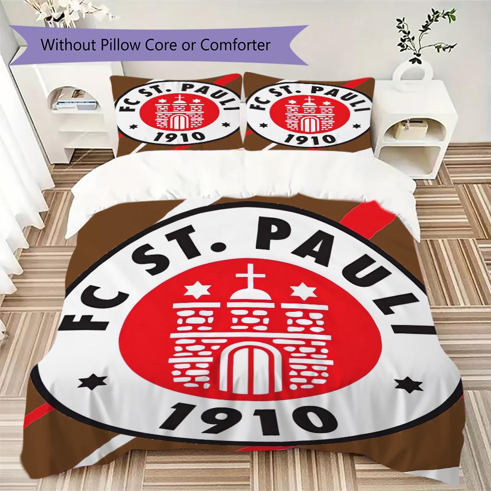 S t. Juego de Ropa de Cama Pauli FC Pattern uilt Set uilt Cover Funda de Almohada Decoración del Hogar Regalo de Cumpleaños (1 * funda de edredón + 2 * fundas de almohada sin relleno)