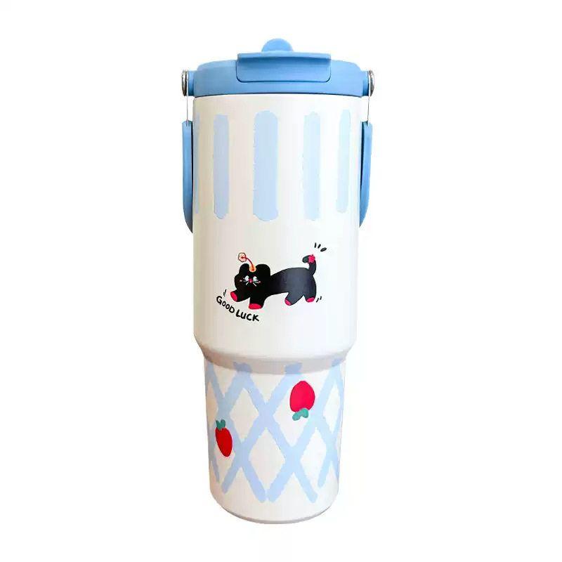 Large-Capacity Thermos Cup for Girls, High-Looking 2024 New Model Straw Cup, Student Portable Water Cup, Giant Size
