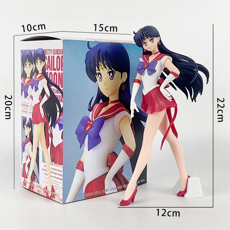 22cm Anime Sailor Moon Figure Sailor Mars Sailor Mercury Action Figures Hand Crafted Playthings Cute And Charming Model Doll Ornaments Children Gifts