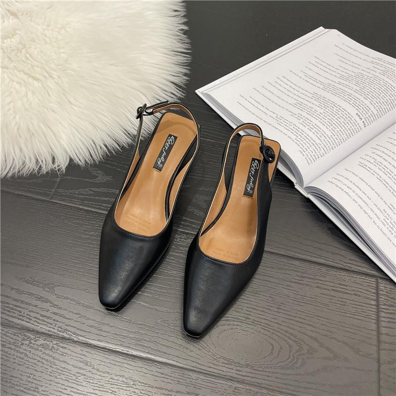 Evening Breeze Temperament Versatile Commuter Single Shoes French Retro Pull-Back Sandals