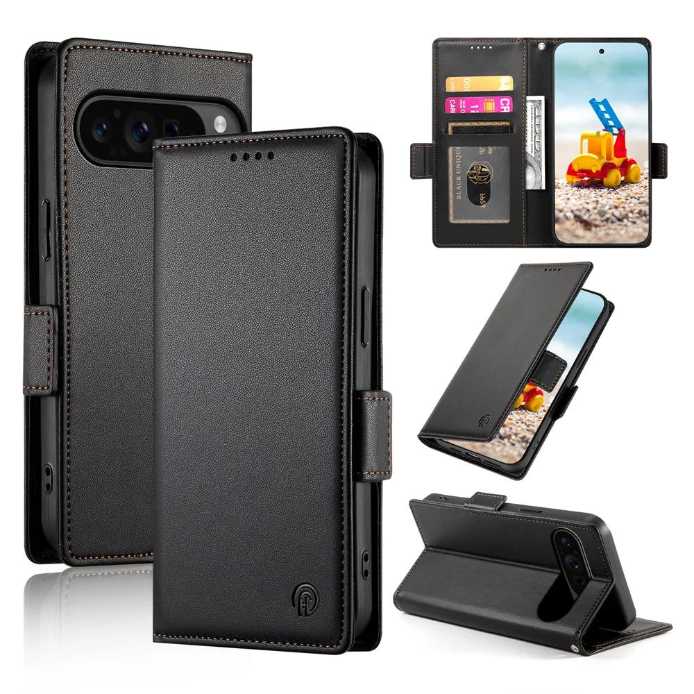 Leather Flip Phone Case For Google Pixel 10 9 Pro XL 8 7 10A 9A 8A 7A Cards Solt Holder Wallet Shockproof Stand Back Cover