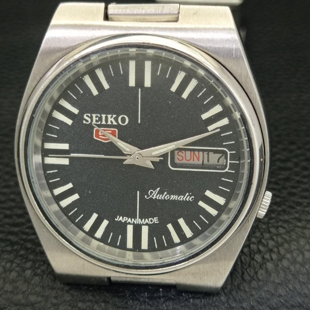 GENUINE VINTAGE SEIKO 5 AUTOMATIC 7019A JAPAN MENS BLACK DIAL WATCH a702120-5 R208-a702120