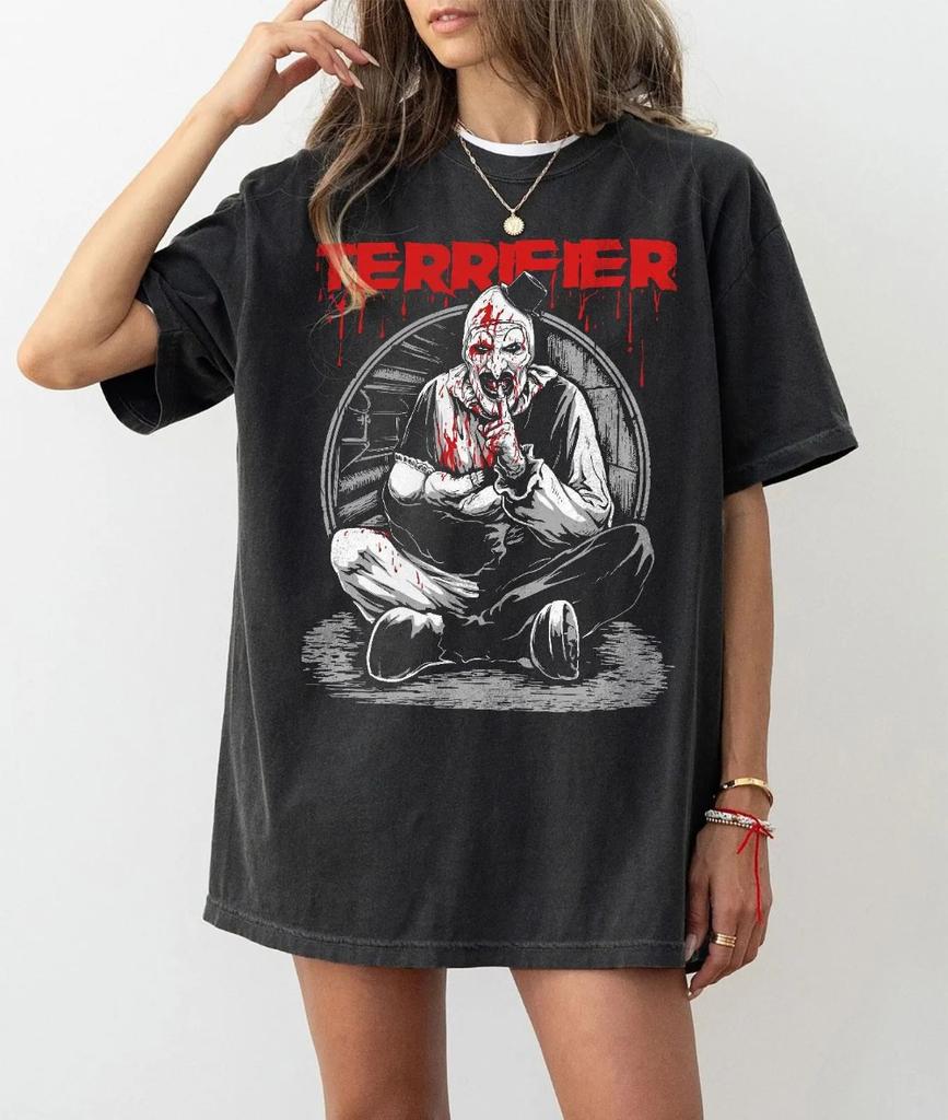 Terrifier Art The Clown Shirt Horror Movie T-Shirt Scary Clown Tee Creepy Slasher Film Graphic