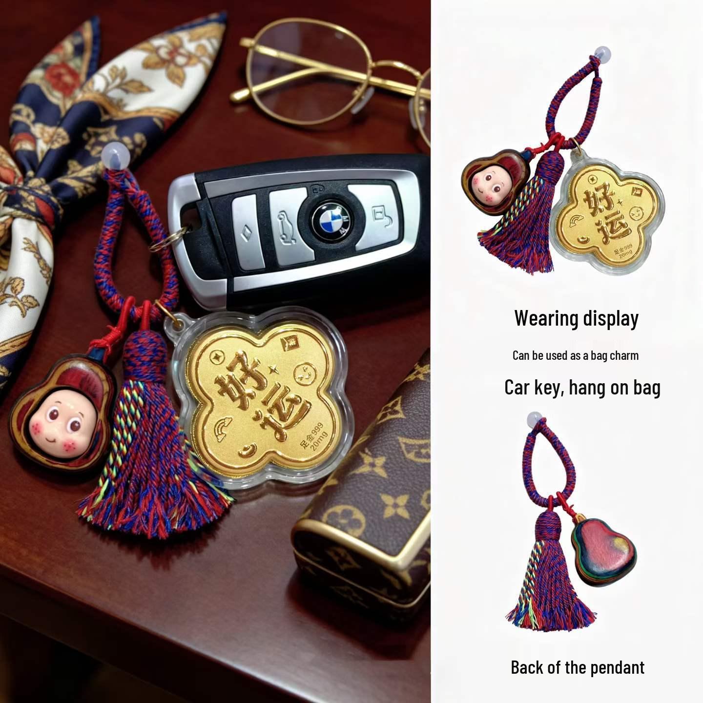 Star Person Cartoon Pendant: Gold Keychain & Mobile Phone Charm - Traffic-Driving Ornament & Small Gift