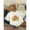 European Sizes Loose And Casual Round-Neck Short-Sleeve T-Shirt for Girls, Cartoon Letter Pattern Print, Easy And Stylish Comfortable And Stretchy