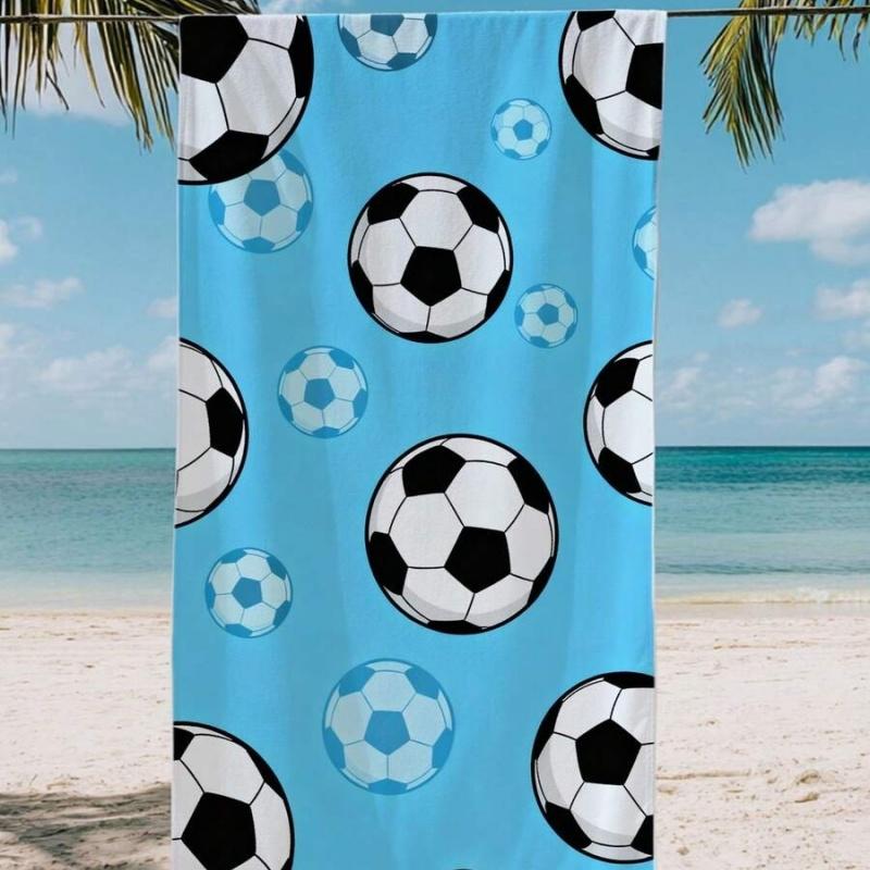 Football Print Microfiber Beach Towel Soft Bath Blanket Light Portable Towel for Sports Fans Seaside Pool Summer Vacation Trip