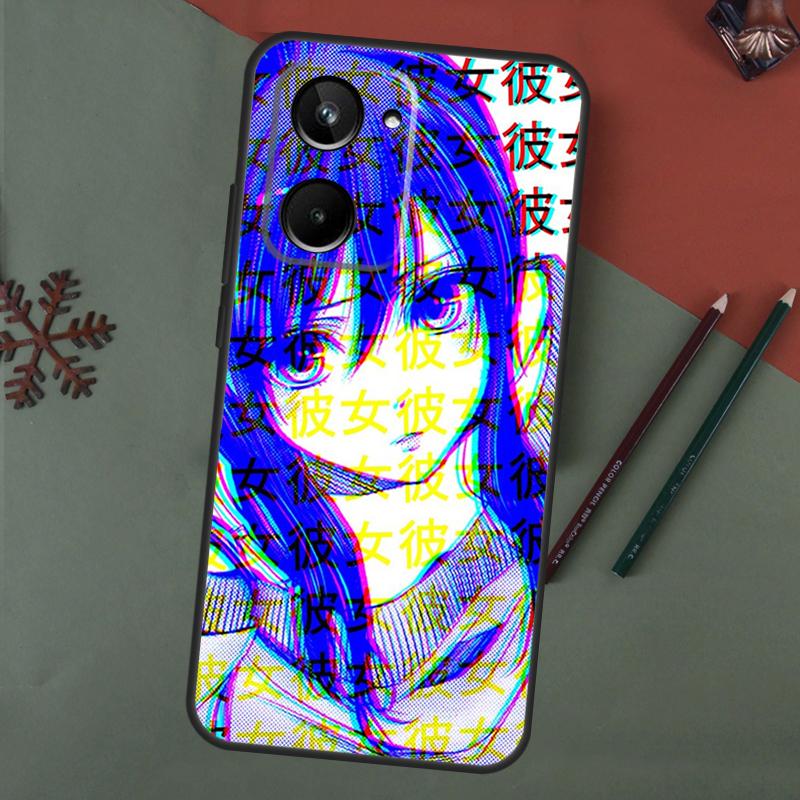 Sad Anime Aesthetic Senpai Case For Realme C67 C51 C75 C63 C61 C65 C55 C53 C35 C71 11 12 13 14 Pro Plus GT6 GT7 15 Pro