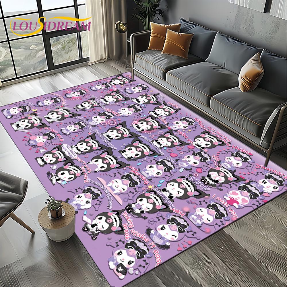27 Style Cute Kuromi Cartoon Sanrio Carpet Rug for Bedroom Living Room Home Sofa Decoration,kids Large Decor Floor Mat Gift Girl