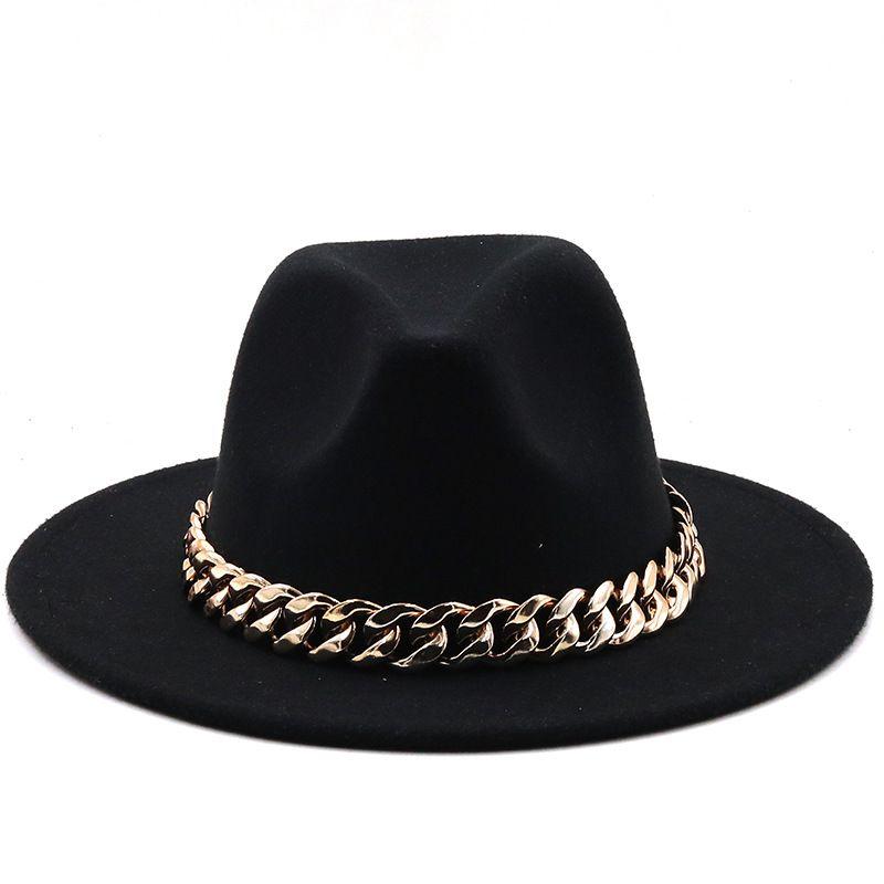 Winter Men's Woolen Jazz Hat New Large Eave Hat Fashionable Flat Brimmed Top Hat
