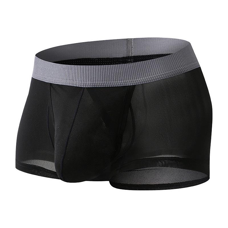 Men's Summer Thin Sexy Side Opening Ice Silk Breathable Comfortable Flat Angle Briefs