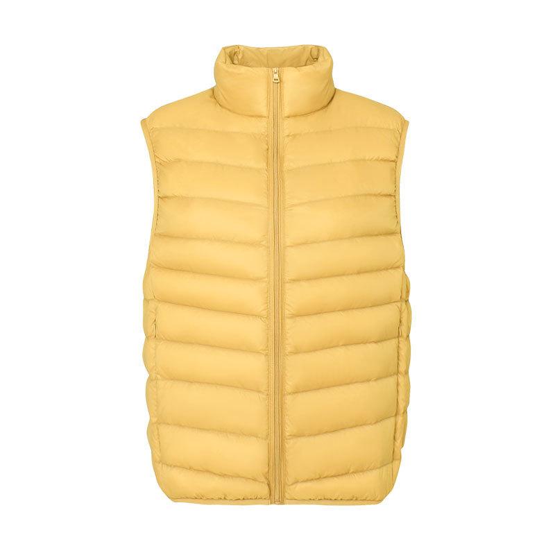 Women's Lightweight Down Vest Stand Collar Zip Up Sleeveless White Duck Down Padded Waistcoat Gilet