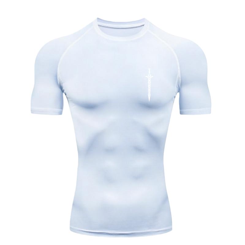Black Sword Design Men's Sports T-Shirt Training Fitness Compression Workout T-Shirt Quick Dry Short Sleeve