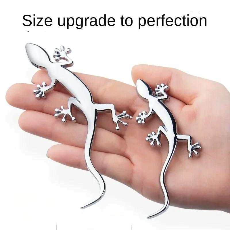 Motorcycle Sticker 3D Metal Gecko Shape Lizard Chrome Car Badge Emblems Sticker Decal Self-adhesive Decoration Silver/Gold 1PC