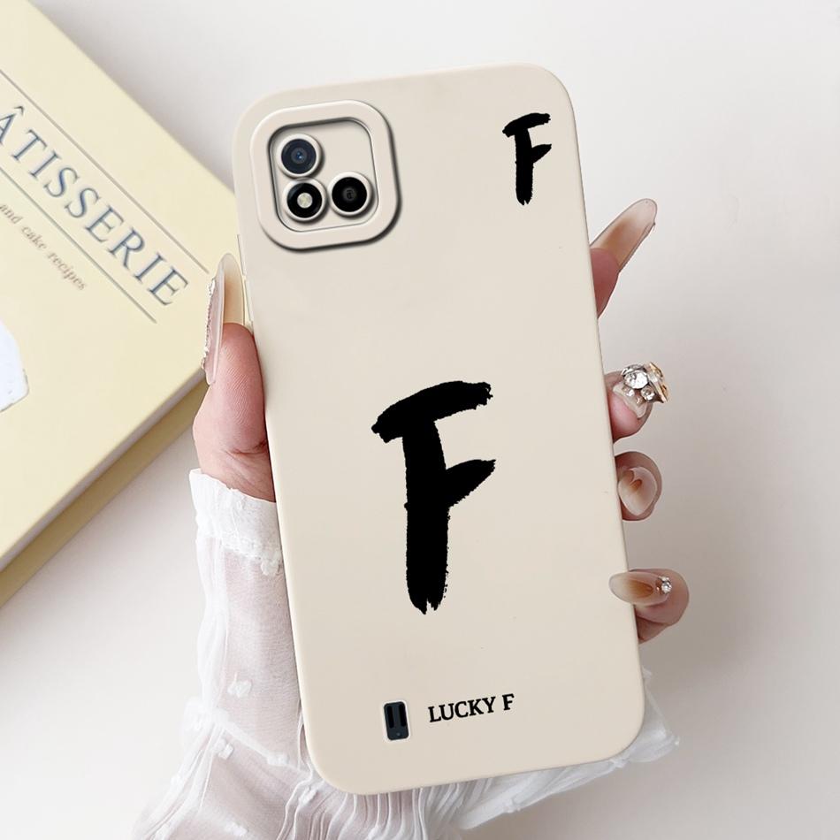 For Realme C11 (2021) Lucky Initial Letter Phone Case For Realme C11 2021 2020 RMX3231 RMX2185 Soft Silicone Shockproof Cases