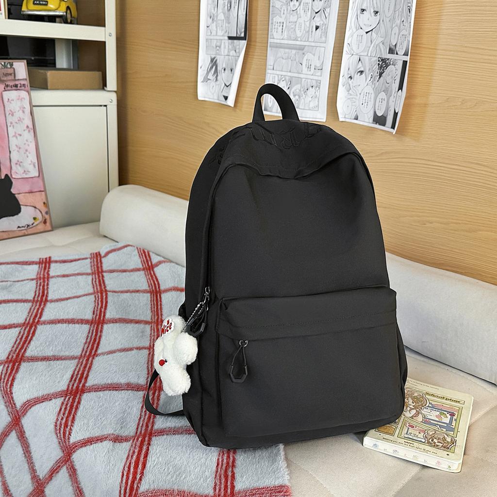 New letter-embroidered backpack for girls, large capacity, lightweight, stylish school backpack for middle and high school girls