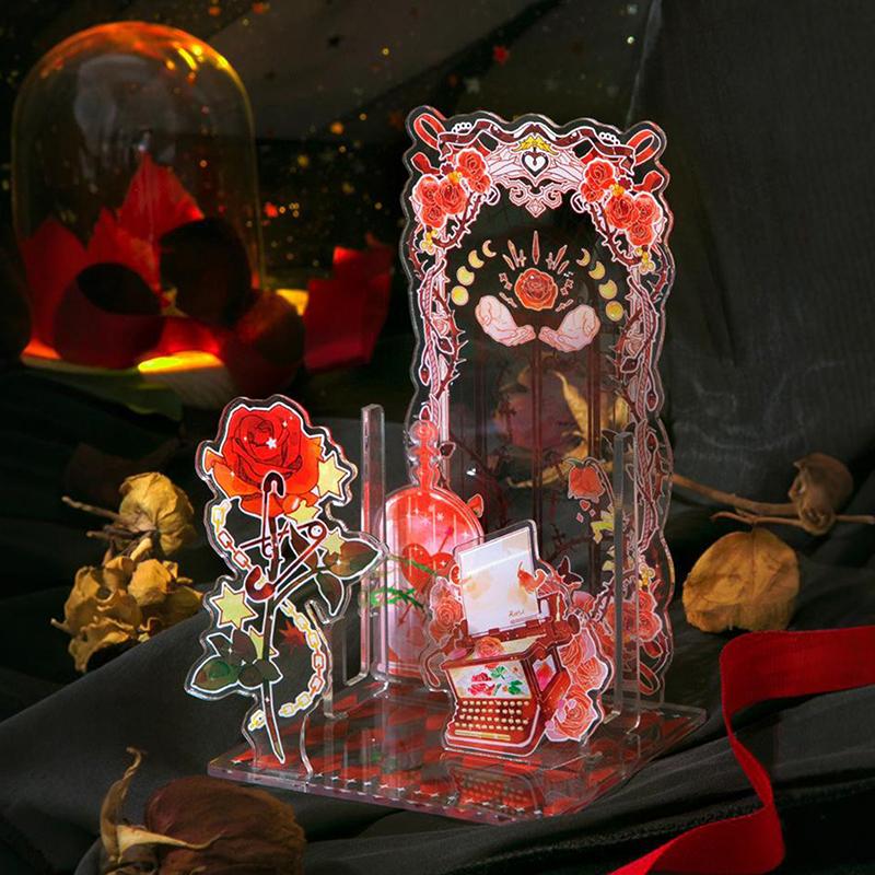 Creative Acrylic Standing Display Stand Ornaments Romantic Background Board Cartoon Anime Badge Display Desktop Accessories Gift