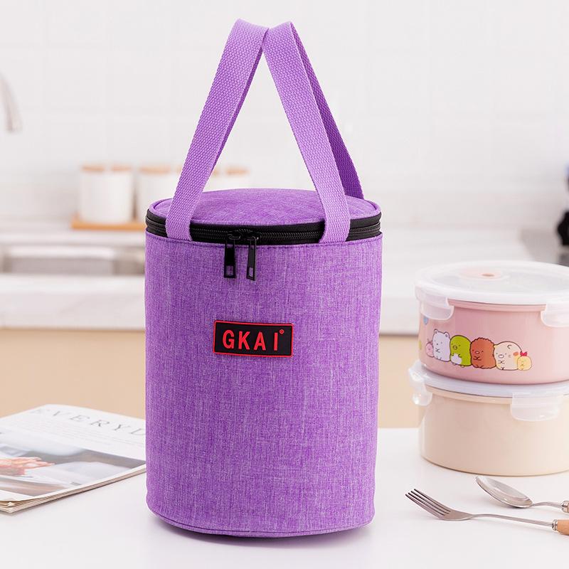 Handheld cylindrical insulated lunch bag, lunch box bag, portable, meal bag, waterproof, picnic bag, simple