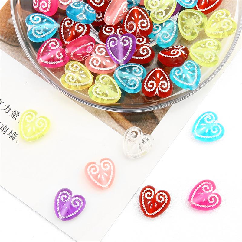60 buc. margele de dragoste cu imprimare în relief acrilic pentru bricolaj, colier, brăţară, cercei, bijuterii, accesorii de artizanat